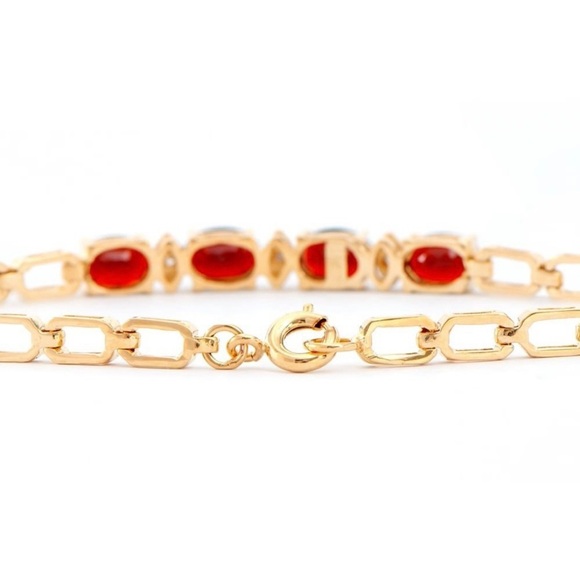 Plated 18KT Yellow Gold 3.50ctw Garnet and Diamond Bracelet - Picture 2 of 2